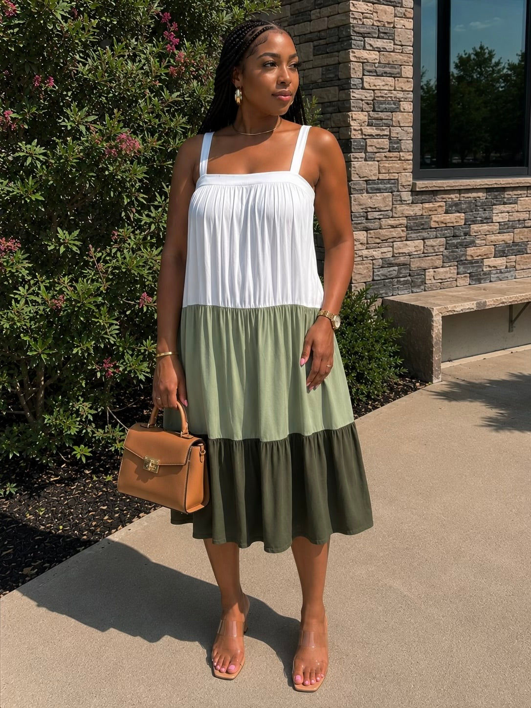 Olive Grove Colorblock Midi Dress