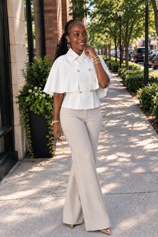 Luxe Cape Button Top (Available in two colors)