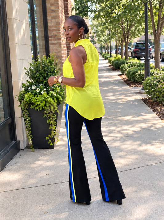 Cobalt Luxe Stripe Pants