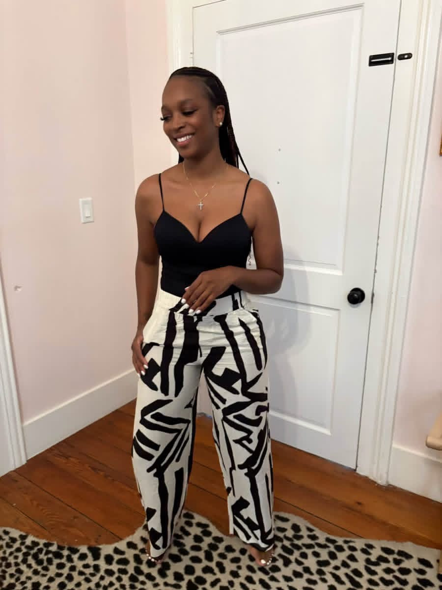 Abstract Flow Wide‑Leg Pants