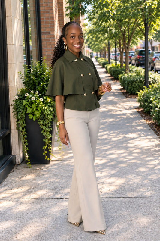 Luxe Cape Button Top (Available in two colors)
